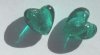 2 15mm Teal and Silver Foil Hearts